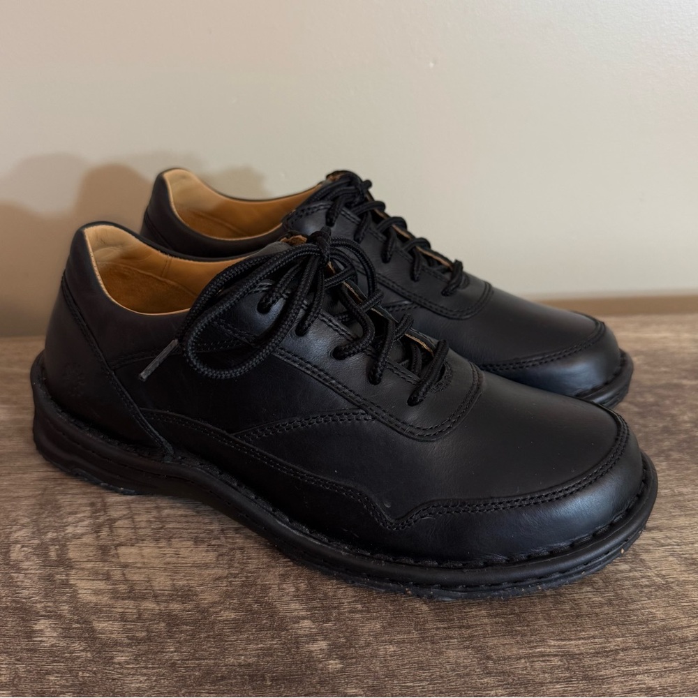 Vintage Zumfoot Black Leather Lace Up Shoes Z1520 Size 37 Comfort Arch Support